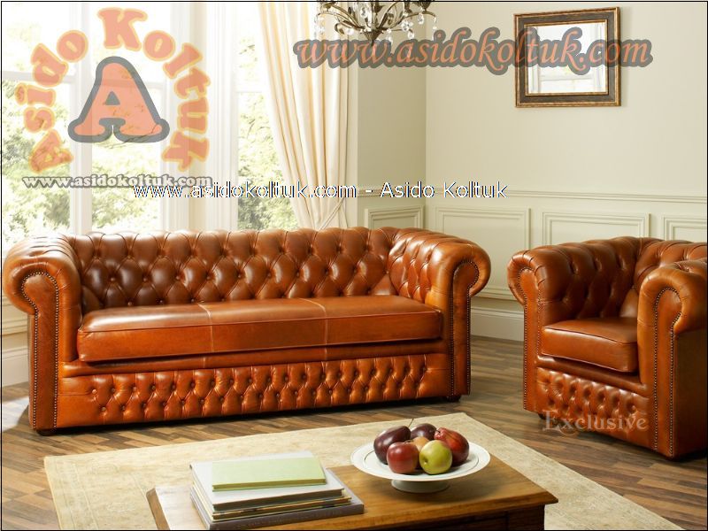 parlak portakal chester koltuk modeli klasik tasarım